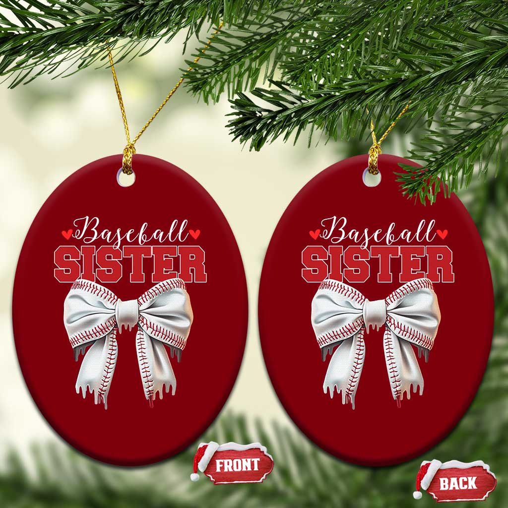 Baseball Sister Ceramic Ornament Soft Ball Game Day Dripping Ice Cream Coquette Bow TS02 Print Your Wear