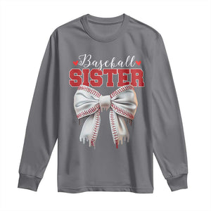 Baseball Sister Long Sleeve Shirt Soft Ball Game Day Dripping Ice Cream Coquette Bow TS02 Charcoal Print Your Wear