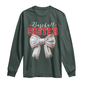 Baseball Sister Long Sleeve Shirt Soft Ball Game Day Dripping Ice Cream Coquette Bow TS02 Dark Forest Green Print Your Wear