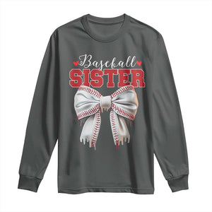 Baseball Sister Long Sleeve Shirt Soft Ball Game Day Dripping Ice Cream Coquette Bow TS02 Dark Heather Print Your Wear