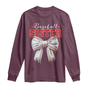 Baseball Sister Long Sleeve Shirt Soft Ball Game Day Dripping Ice Cream Coquette Bow TS02 Maroon Print Your Wear