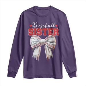 Baseball Sister Long Sleeve Shirt Soft Ball Game Day Dripping Ice Cream Coquette Bow TS02 Purple Print Your Wear