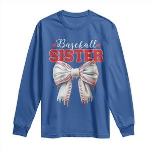 Baseball Sister Long Sleeve Shirt Soft Ball Game Day Dripping Ice Cream Coquette Bow TS02 Royal Blue Print Your Wear