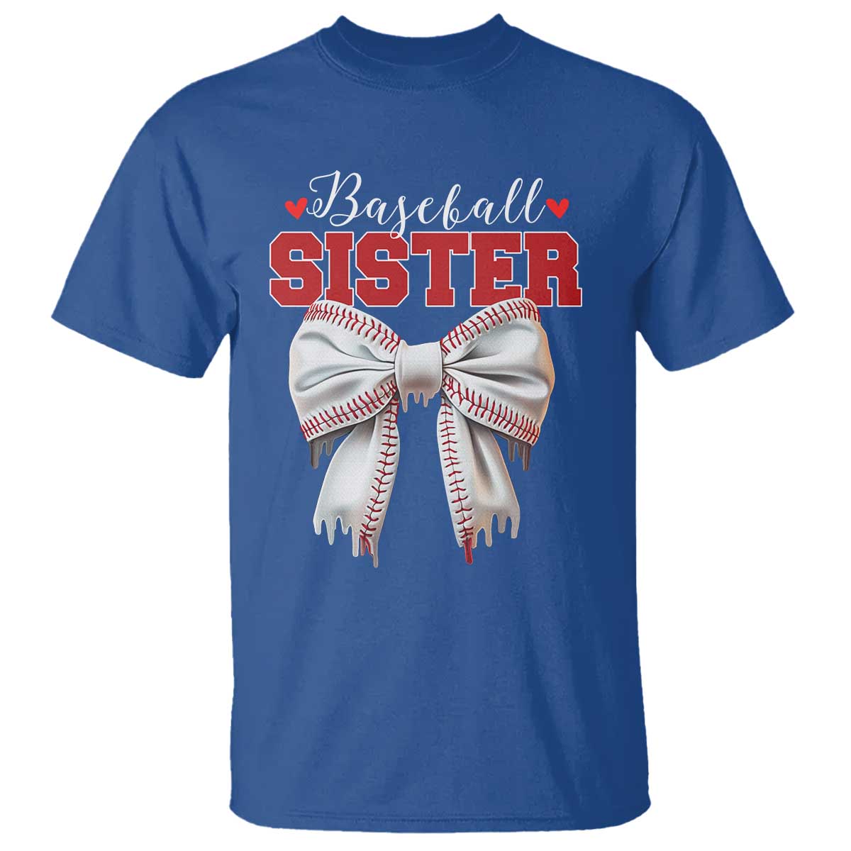 Baseball Sister T Shirt Soft Ball Game Day Dripping Ice Cream Coquette Bow TS02 Royal Blue Print Your Wear