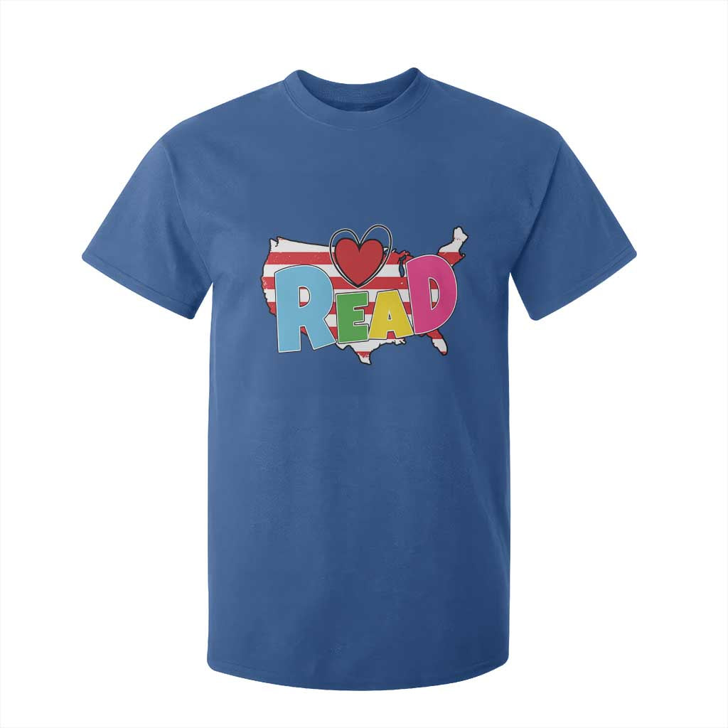 Read Lover America Map T Shirt For Kid National Reading Month Bookish Book Lovers TS02 Royal Blue Print Your Wear