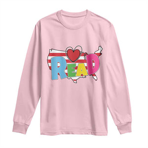 Read Lover America Map Long Sleeve Shirt National Reading Month Bookish Book Lovers TS02 Light Pink Print Your Wear