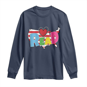 Read Lover America Map Long Sleeve Shirt National Reading Month Bookish Book Lovers TS02 Navy Print Your Wear