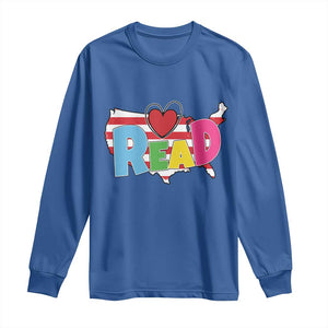 Read Lover America Map Long Sleeve Shirt National Reading Month Bookish Book Lovers TS02 Royal Blue Print Your Wear