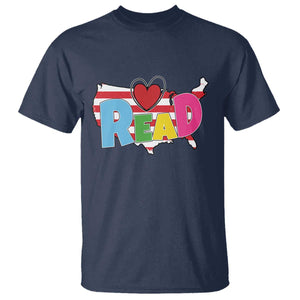 Read Lover America Map T Shirt National Reading Month Bookish Book Lovers TS02 Navy Print Your Wear