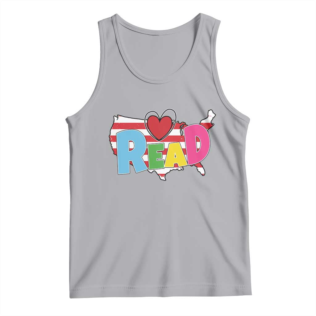 Read Lover America Map Tank Top National Reading Month Bookish Book Lovers TS02 Athletic Heather Print Your Wear