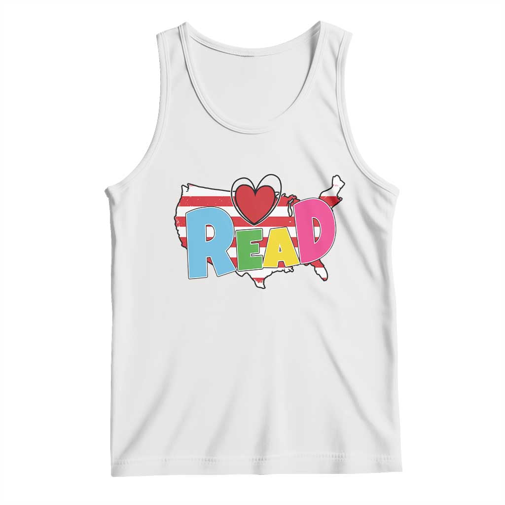 Read Lover America Map Tank Top National Reading Month Bookish Book Lovers TS02 White Print Your Wear