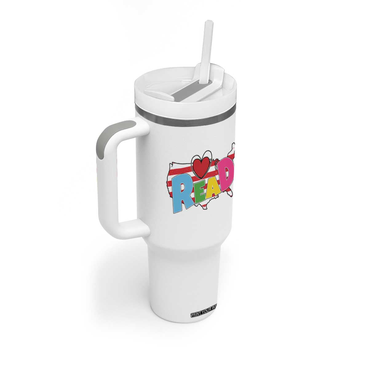 Read Lover America Map Tumbler With Handle National Reading Month Bookish Book Lovers TS02 Print Your Wear