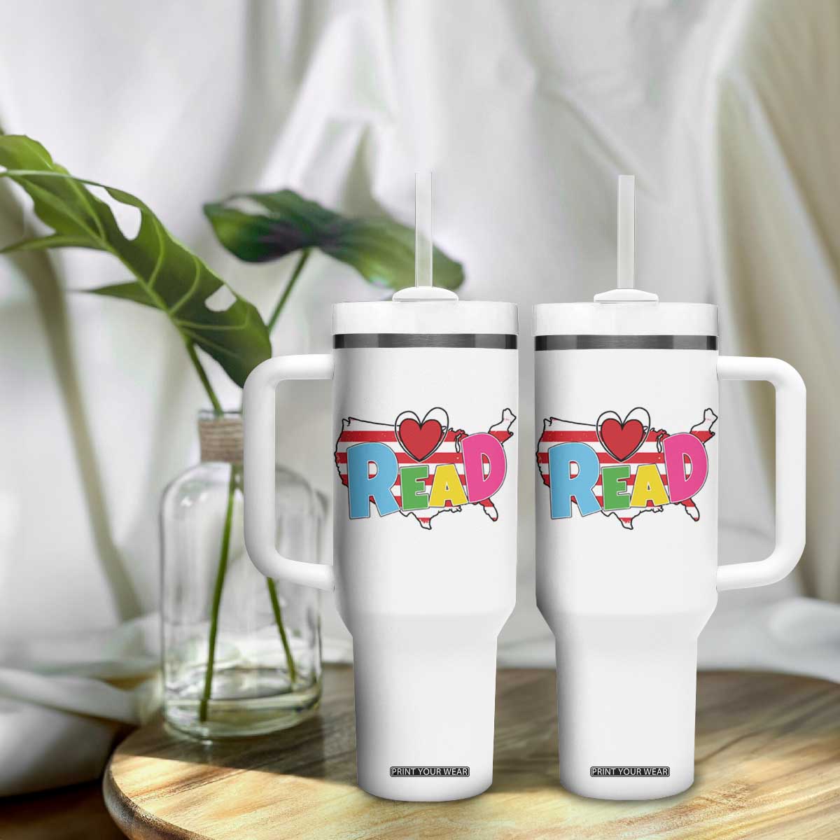 Read Lover America Map Tumbler With Handle National Reading Month Bookish Book Lovers TS02 Print Your Wear