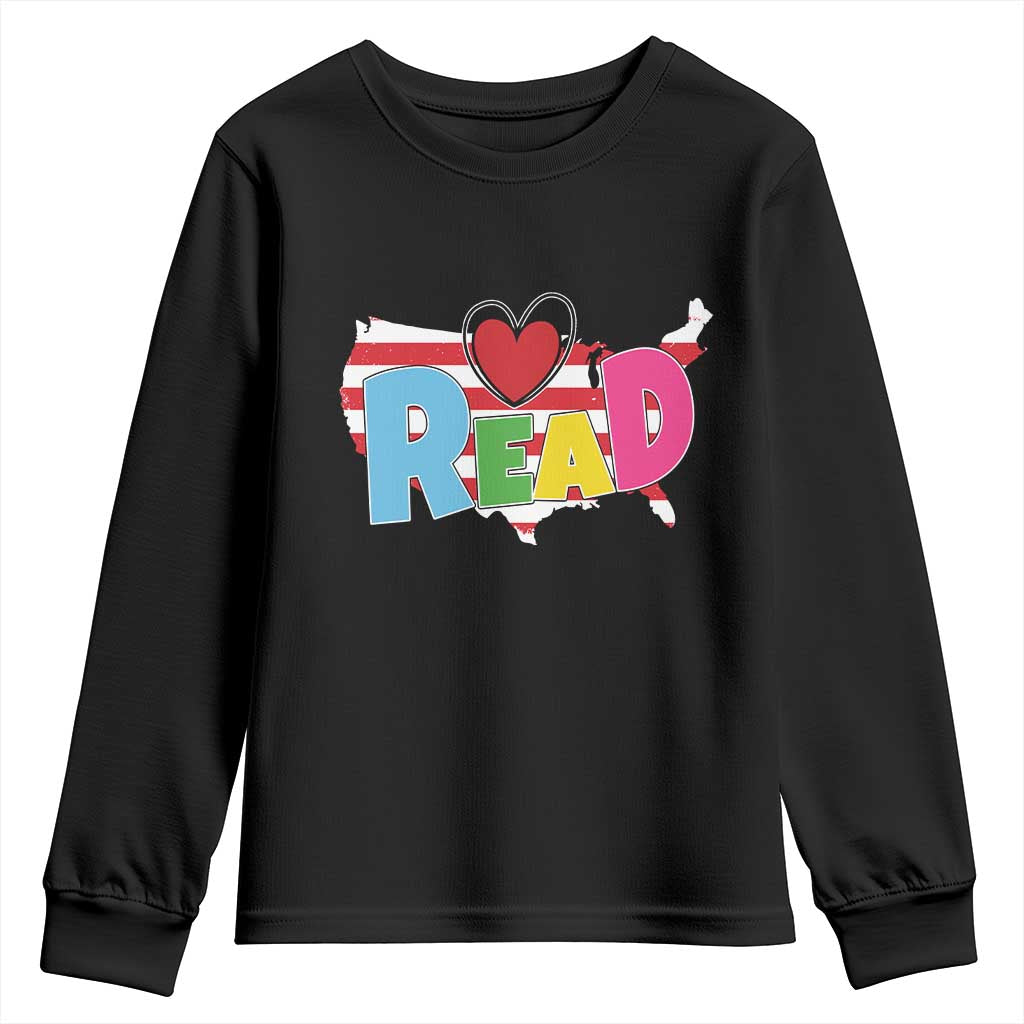 Read Lover America Map Youth Sweatshirt National Reading Month Bookish Book Lovers TS02 Black Print Your Wear