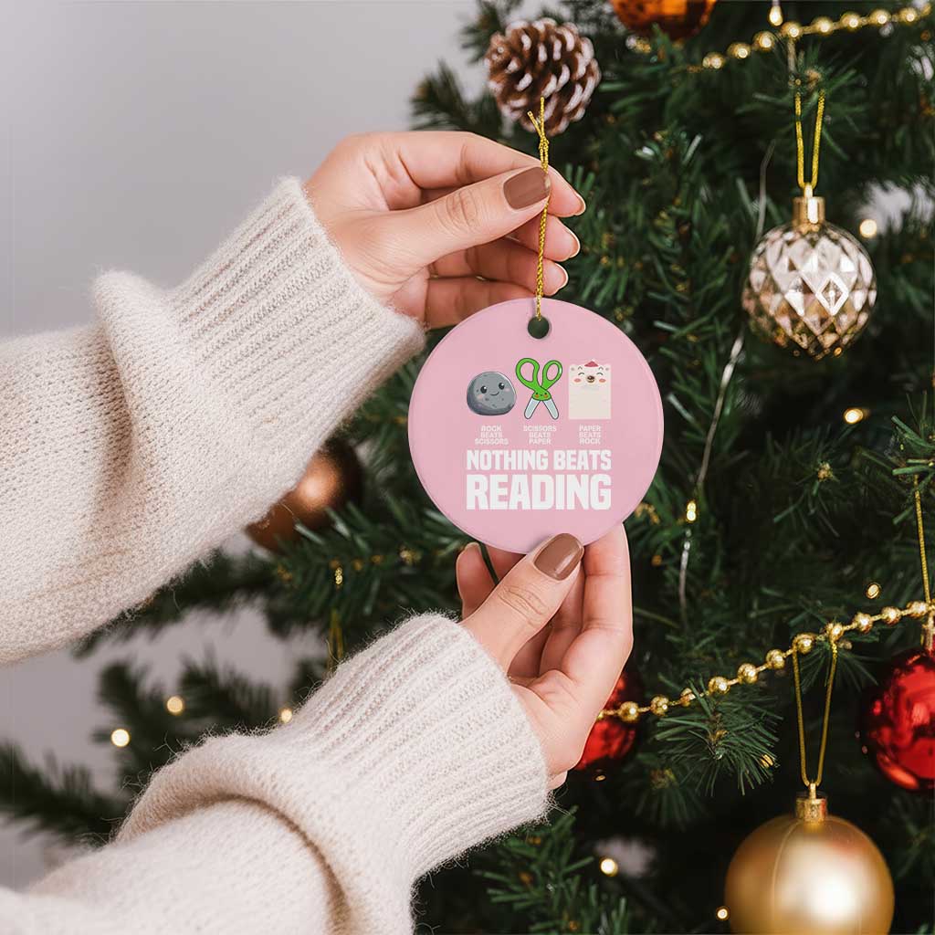 Nothing Beats Reading Ceramic Ornament Rock Paper Scissors Read Book Lovers TS02 1pc Light Pink Print Your Wear