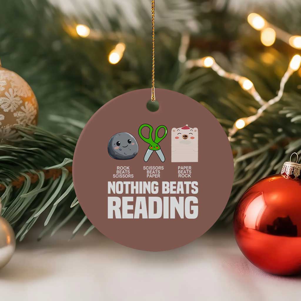 Nothing Beats Reading Ceramic Ornament Rock Paper Scissors Read Book Lovers TS02 1pc Mocha Print Your Wear