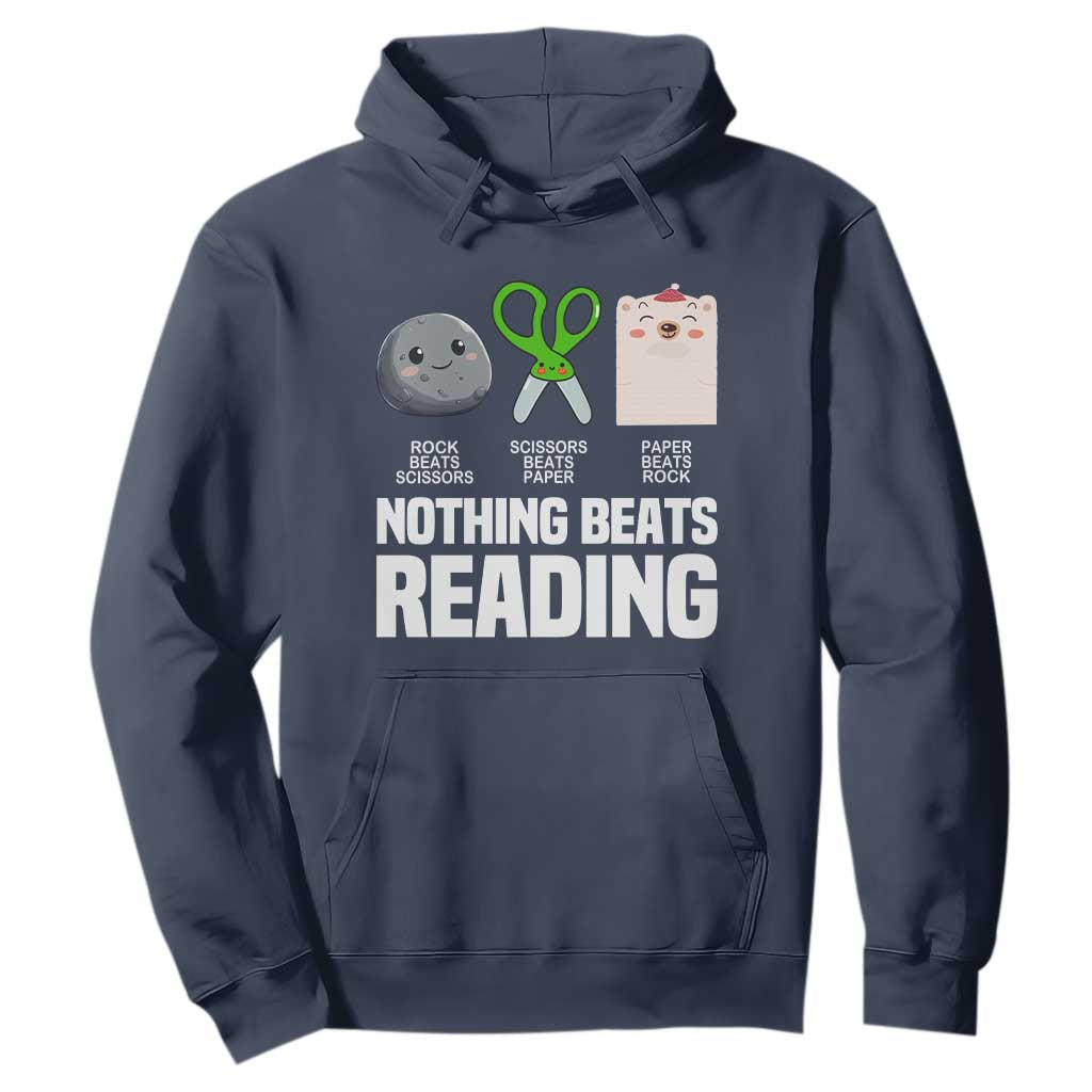 Nothing Beats Reading Hoodie Rock Paper Scissors Read Book Lovers TS02 Navy Print Your Wear