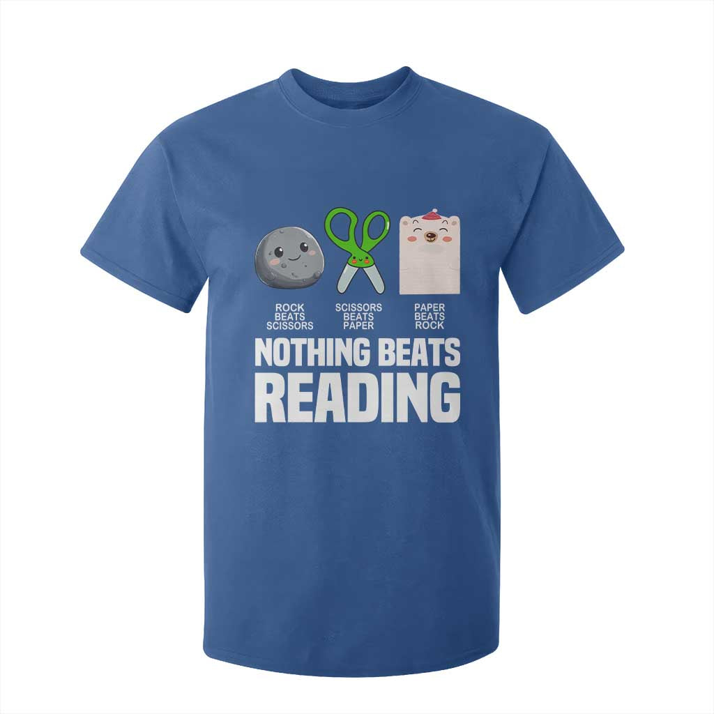 Nothing Beats Reading T Shirt For Kid Rock Paper Scissors Read Book Lovers TS02 Royal Blue Print Your Wear