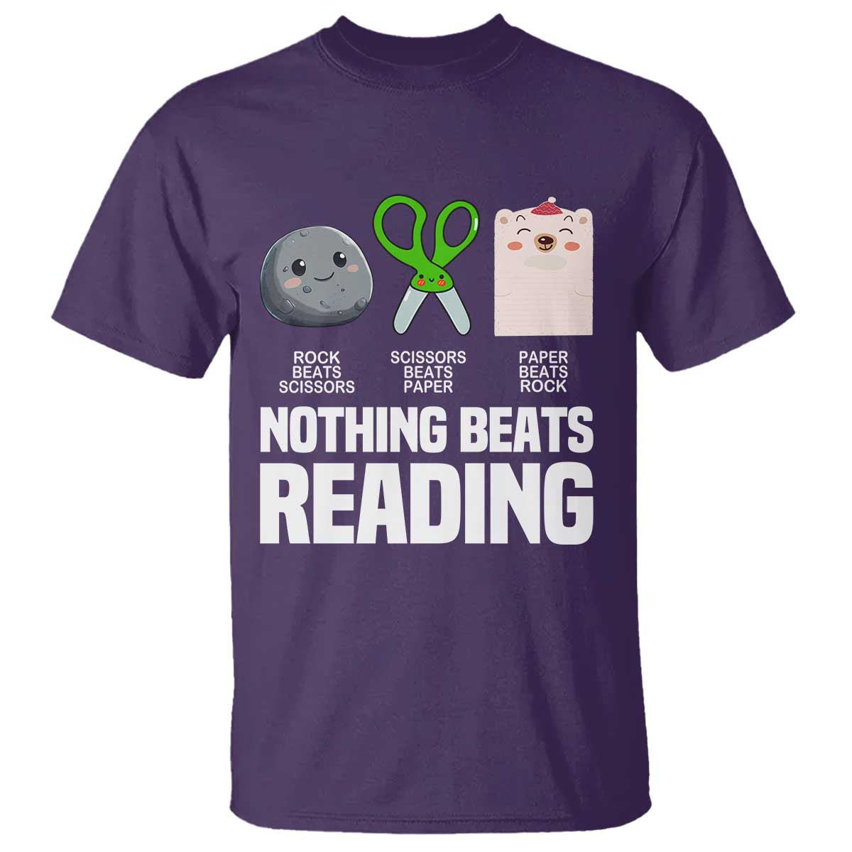 Nothing Beats Reading T Shirt Rock Paper Scissors Read Book Lovers TS02 Purple Print Your Wear