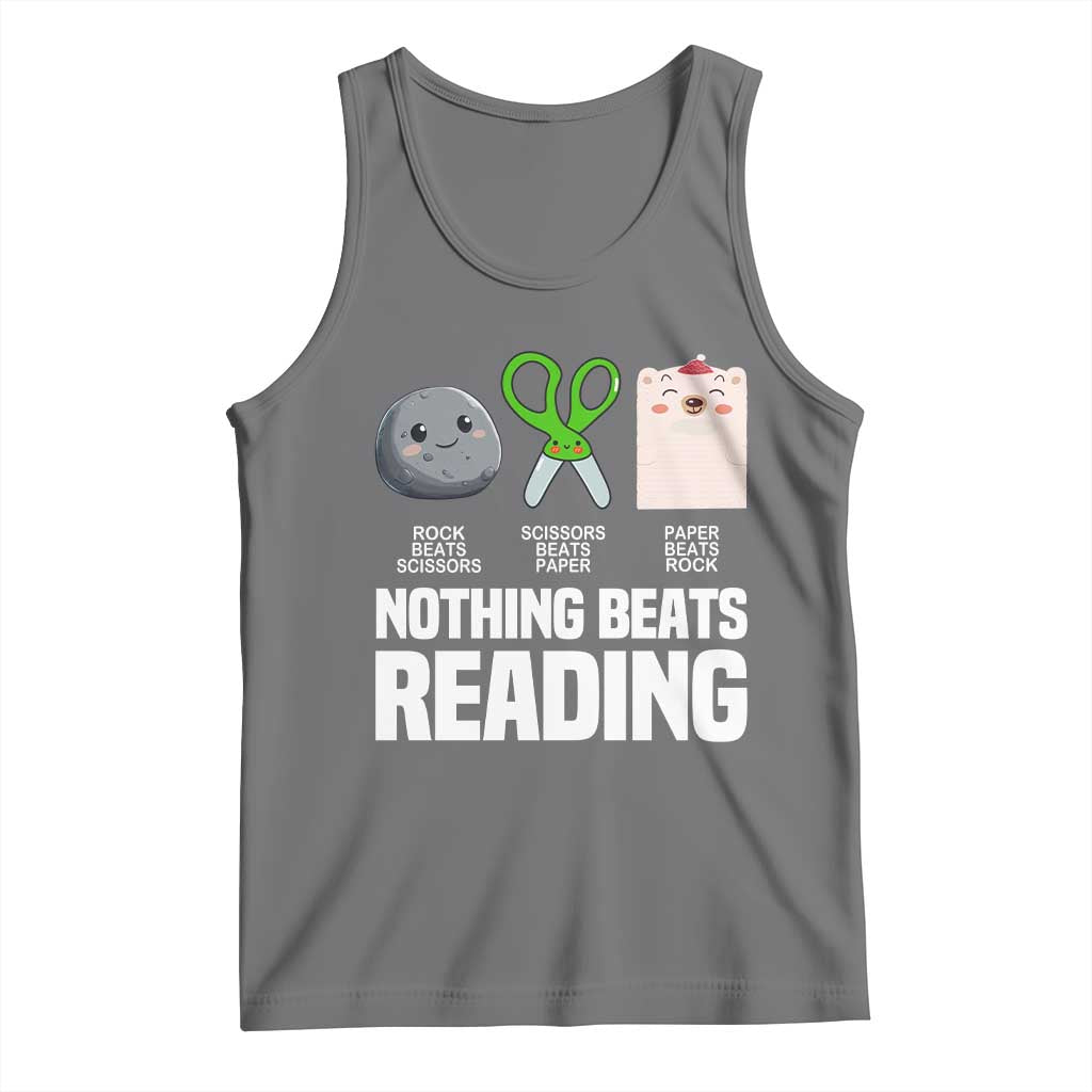 Nothing Beats Reading Tank Top Rock Paper Scissors Read Book Lovers TS02 Black Heather Print Your Wear