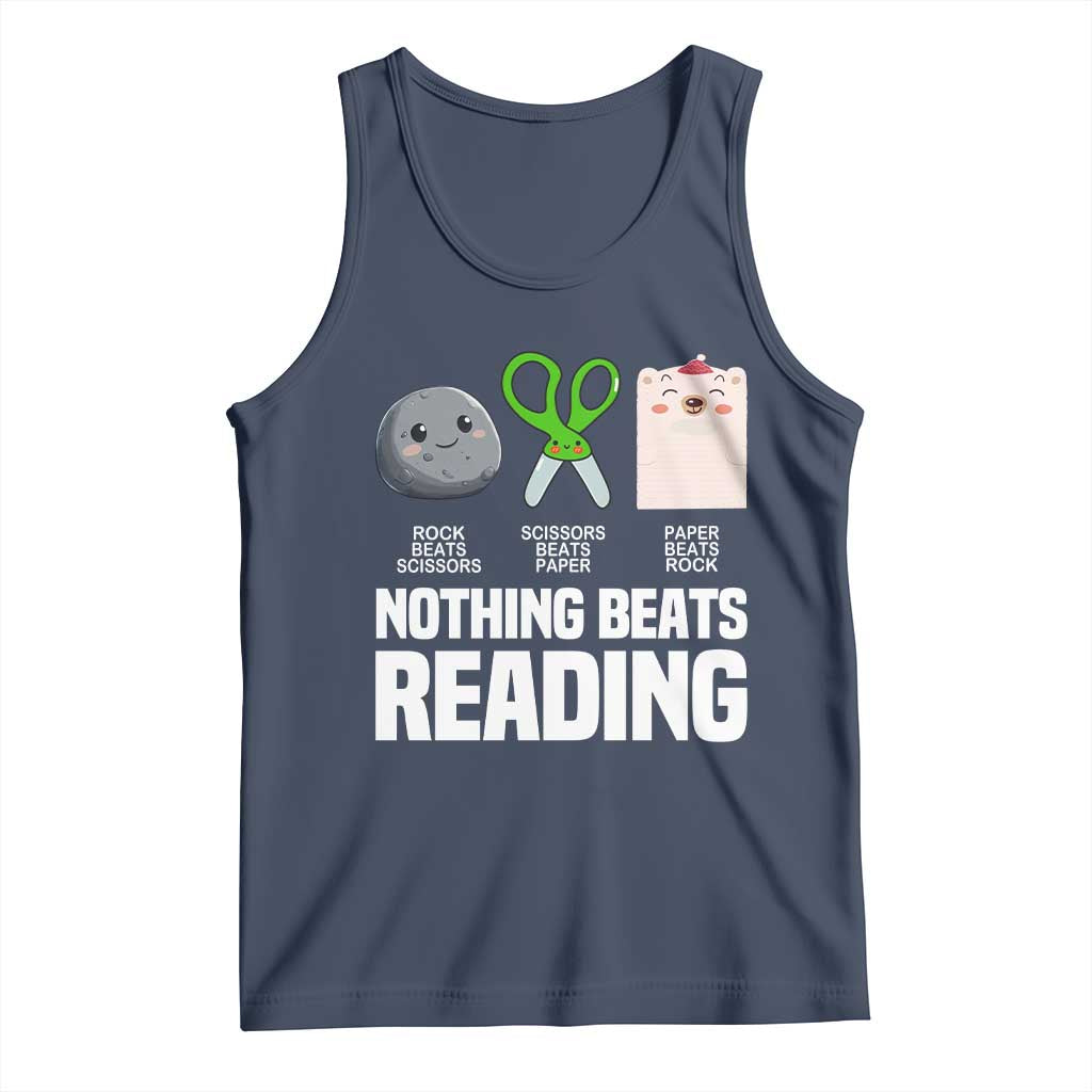 Nothing Beats Reading Tank Top Rock Paper Scissors Read Book Lovers TS02 Navy Print Your Wear