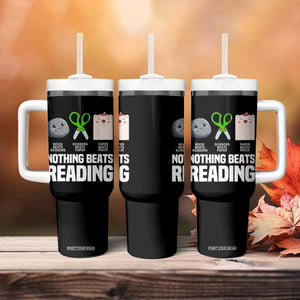Nothing Beats Reading Tumbler With Handle Rock Paper Scissors Read Book Lovers TS02 Print Your Wear