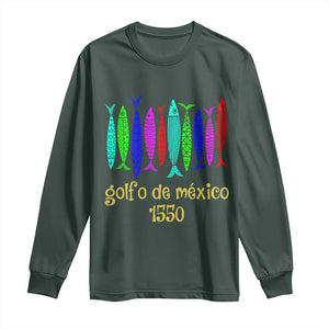 Gulf of Mexico Long Sleeve Shirt Golfo de México 1550 Retro Tuna TS02 Dark Forest Green Print Your Wear