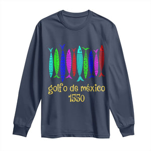 Gulf of Mexico Long Sleeve Shirt Golfo de México 1550 Retro Tuna TS02 Navy Print Your Wear