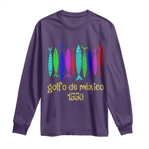 Gulf of Mexico Long Sleeve Shirt Golfo de México 1550 Retro Tuna TS02 Purple Print Your Wear