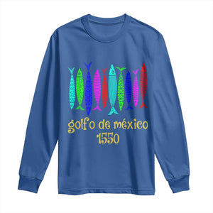 Gulf of Mexico Long Sleeve Shirt Golfo de México 1550 Retro Tuna TS02 Royal Blue Print Your Wear