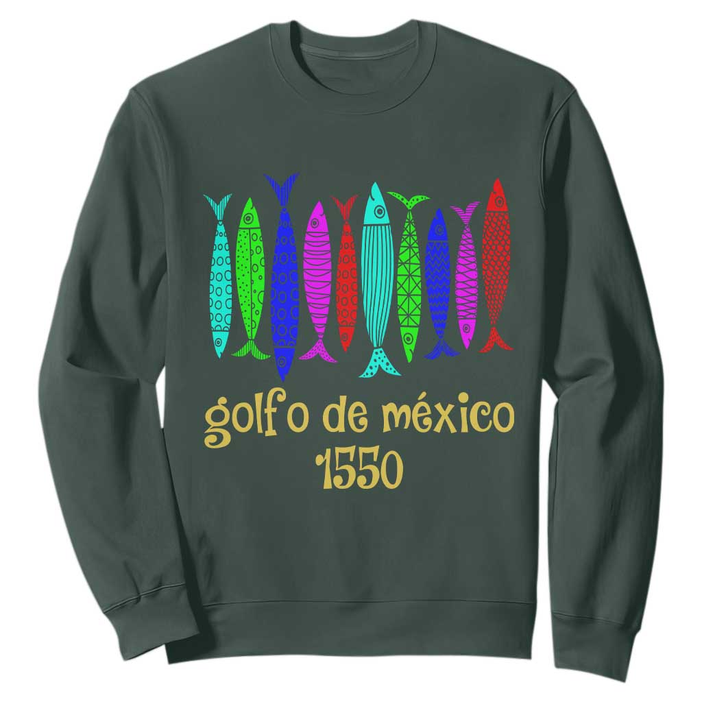 Gulf of Mexico Sweatshirt Golfo de México 1550 Retro Tuna TS02 Dark Forest Green Print Your Wear