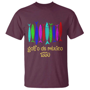 Gulf of Mexico T Shirt Golfo de México 1550 Retro Tuna TS02 Maroon Print Your Wear