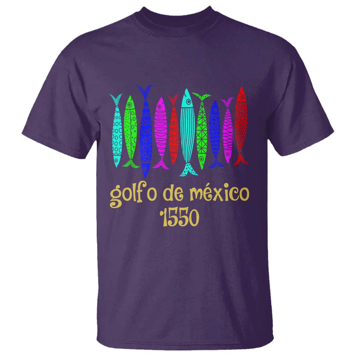 Gulf of Mexico T Shirt Golfo de México 1550 Retro Tuna TS02 Purple Print Your Wear