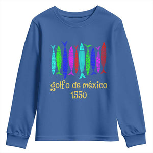 Gulf of Mexico Youth Sweatshirt Golfo de México 1550 Retro Tuna TS02 Royal Blue Print Your Wear