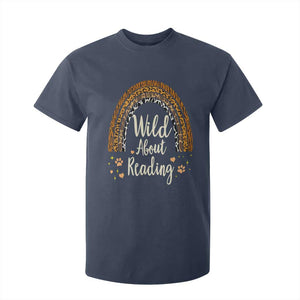 Wild About Reading T Shirt For Kid Teacher Student Back to School Retro Rainbow TS02 Navy Print Your Wear