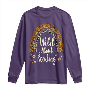 Wild About Reading Long Sleeve Shirt Teacher Student Back to School Retro Rainbow TS02 Purple Print Your Wear