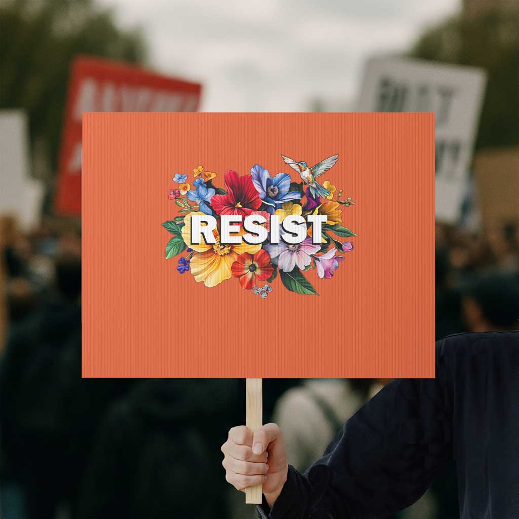 Resist Floral Protest Sign Retro Botanical Graphic TS02 Horizontal 18