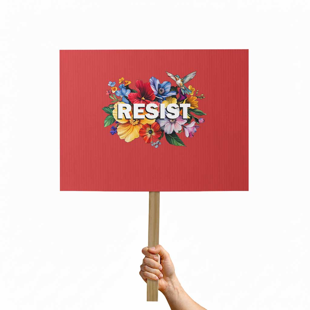 Resist Floral Protest Sign Retro Botanical Graphic TS02 Horizontal 18