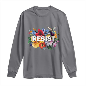 Resist Floral Long Sleeve Shirt Retro Botanical Graphic TS02 Charcoal Print Your Wear