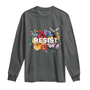 Resist Floral Long Sleeve Shirt Retro Botanical Graphic TS02 Dark Heather Print Your Wear