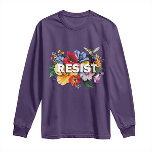 Resist Floral Long Sleeve Shirt Retro Botanical Graphic TS02 Purple Print Your Wear