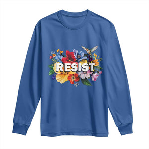 Resist Floral Long Sleeve Shirt Retro Botanical Graphic TS02 Royal Blue Print Your Wear