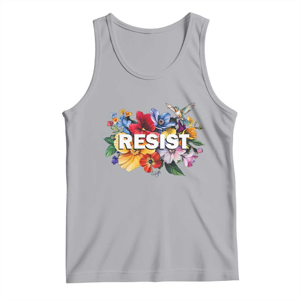 Resist Floral Tank Top Retro Botanical Graphic TS02 Athletic Heather Print Your Wear