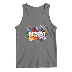 Resist Floral Tank Top Retro Botanical Graphic TS02 Black Heather Print Your Wear