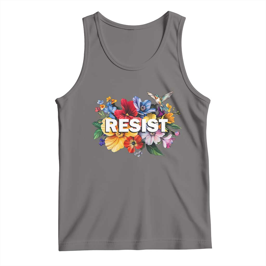 Resist Floral Tank Top Retro Botanical Graphic TS02 Deep Heather Print Your Wear