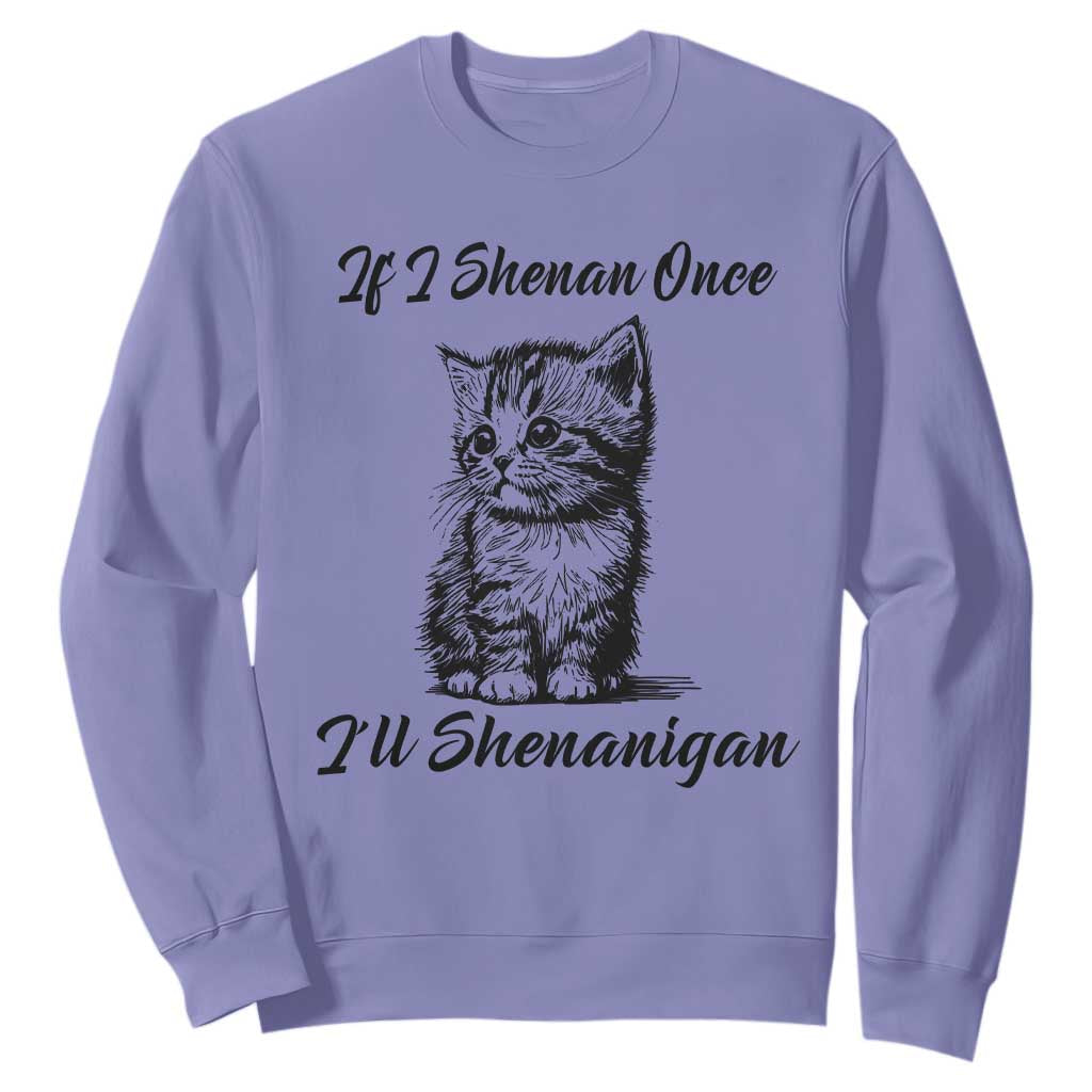 Cute Cat St Patricks Day Sweatshirt If I Shenan Once I'll Shenanigan TS02 Violet Print Your Wear
