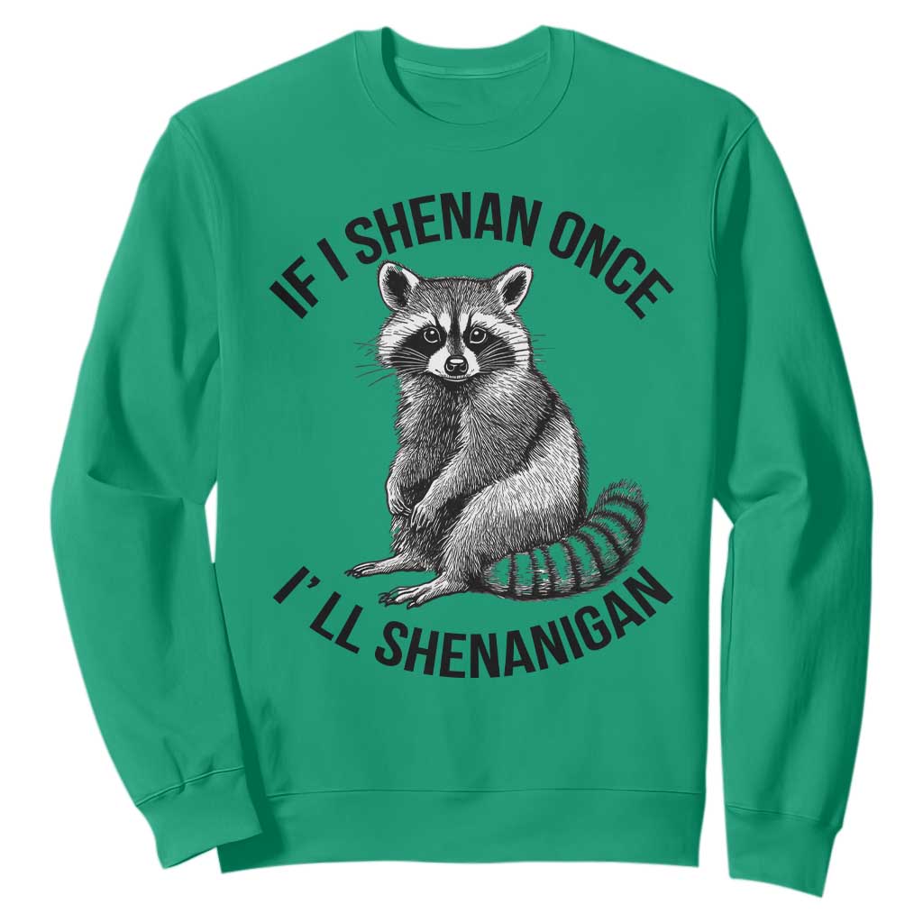 St Patricks Day Raccoon Meme Sweatshirt If I Shenan Once I'll Shenanigan TS02 Irish Green Print Your Wear