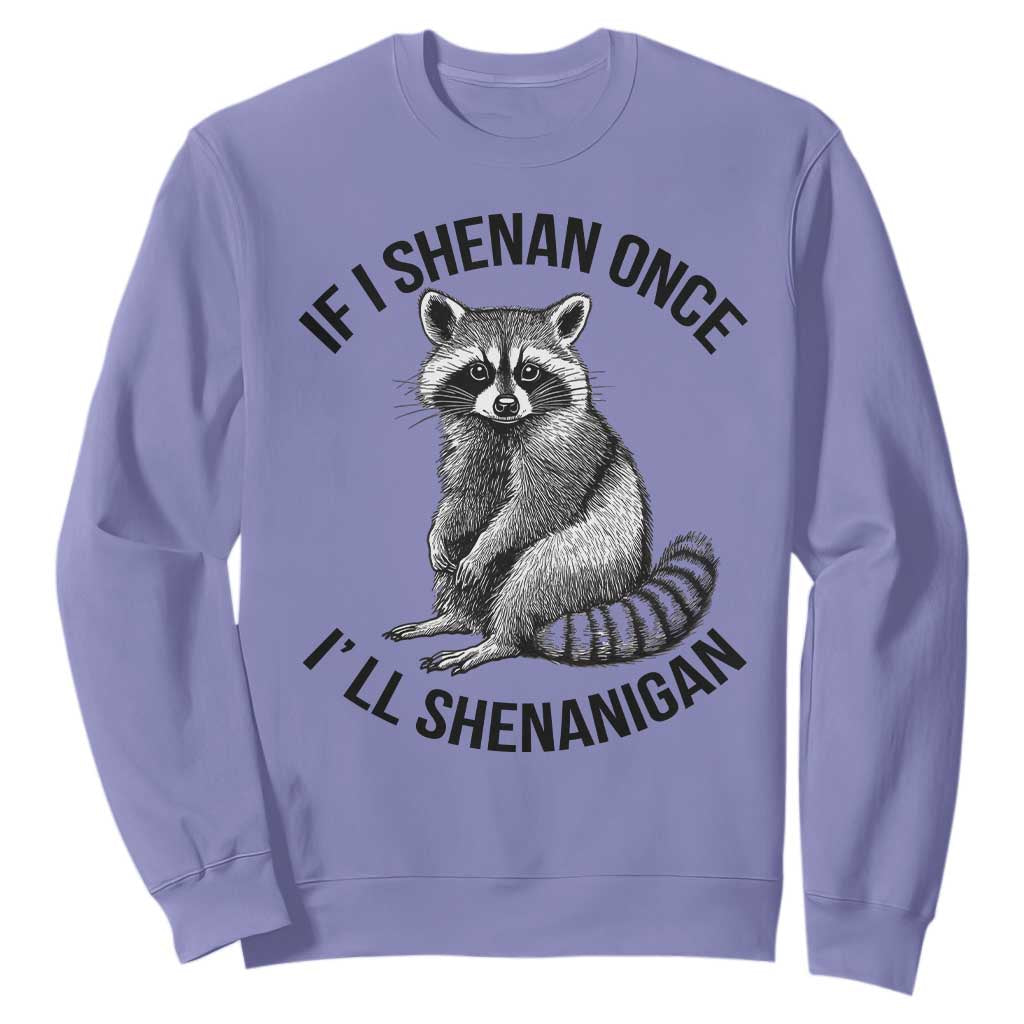 St Patricks Day Raccoon Meme Sweatshirt If I Shenan Once I'll Shenanigan TS02 Violet Print Your Wear