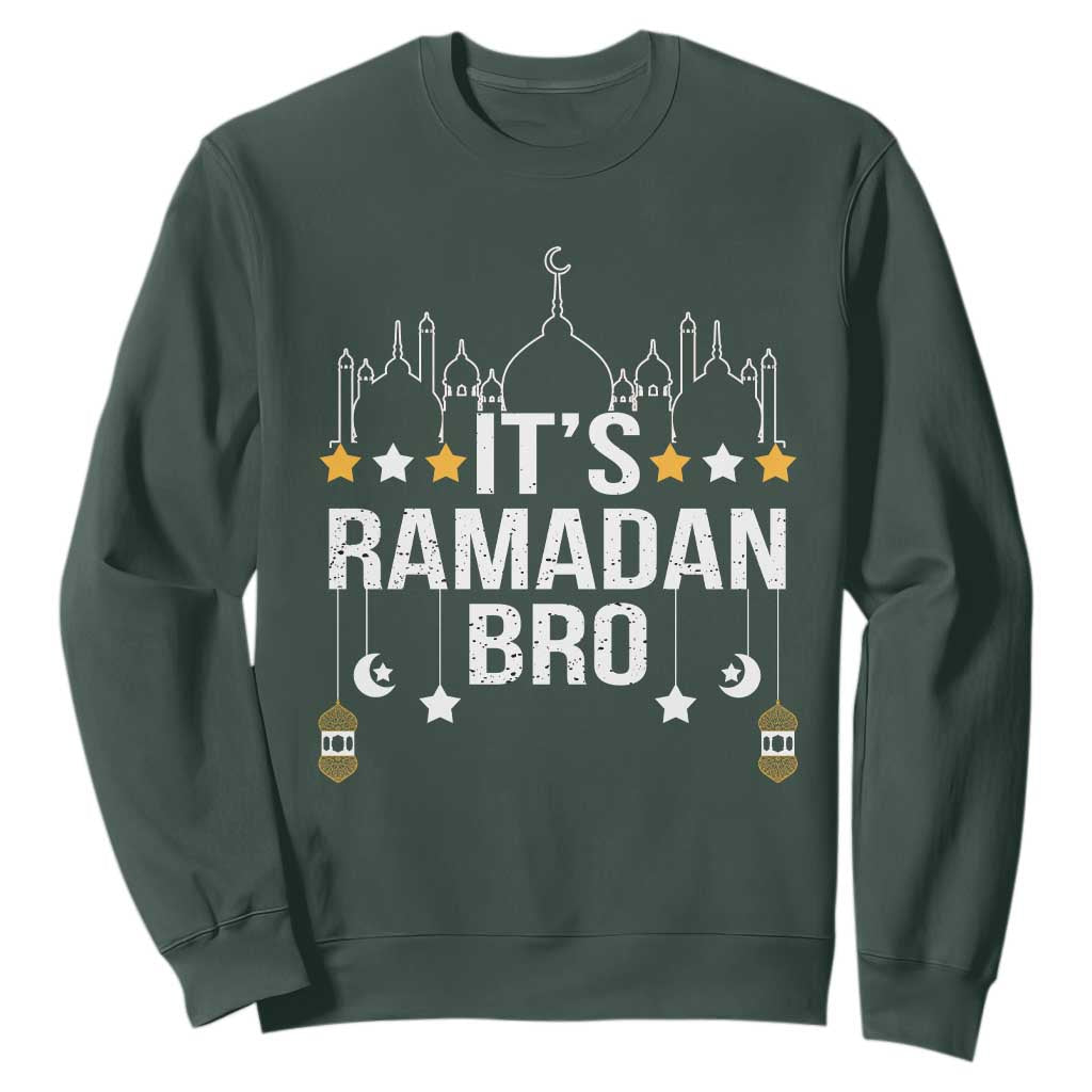 It's Ramadan Bro Sweatshirt Islamic Fasting Muslim TS02 Dark Forest Green Print Your Wear