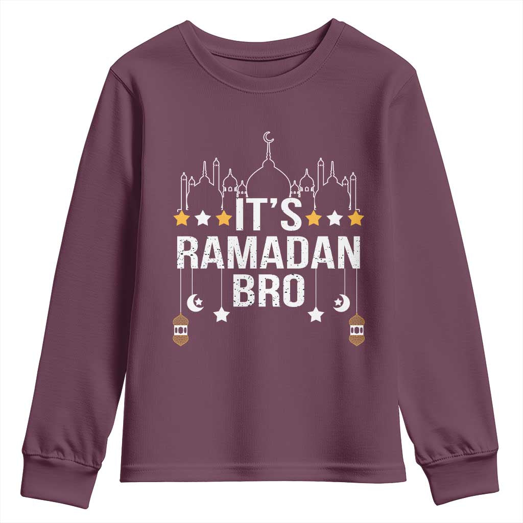 It's Ramadan Bro Youth Sweatshirt Islamic Fasting Muslim TS02 Maroon Print Your Wear